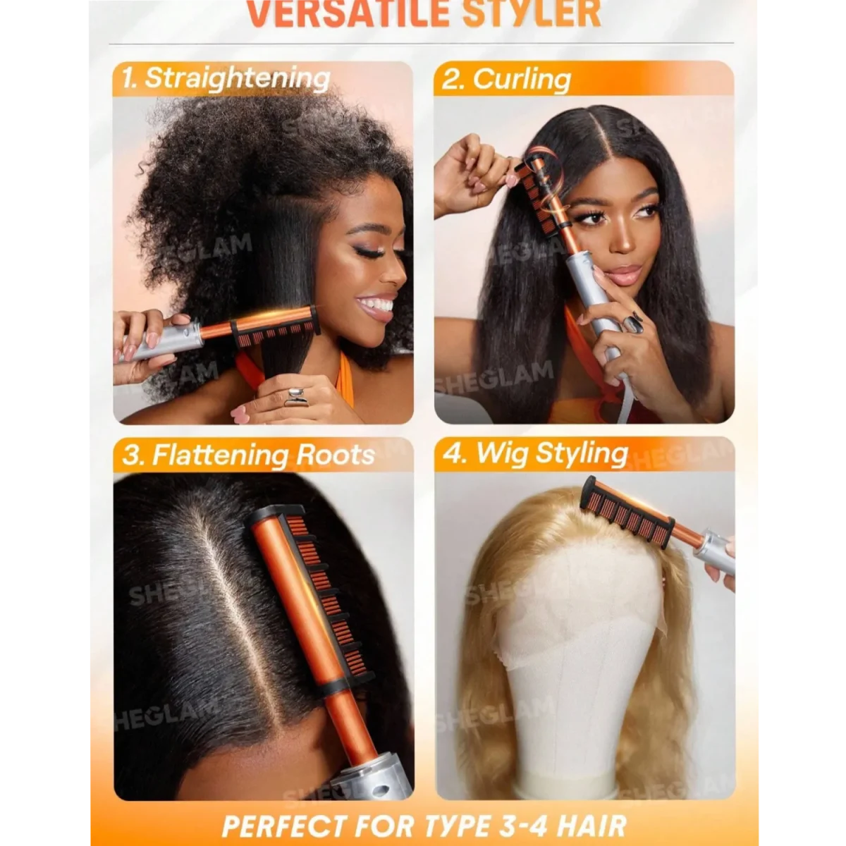 برس حرارتی صاف‌کننده و حالت‌دهنده مو شیگلم - Image 2